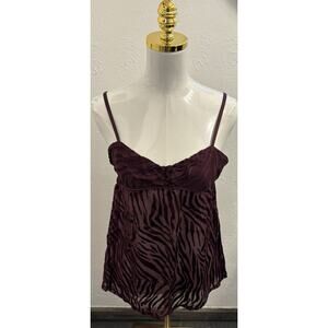 Victoria's Secret Very Sexy Plum Camisole Babydoll Top Large Velvet Burnout